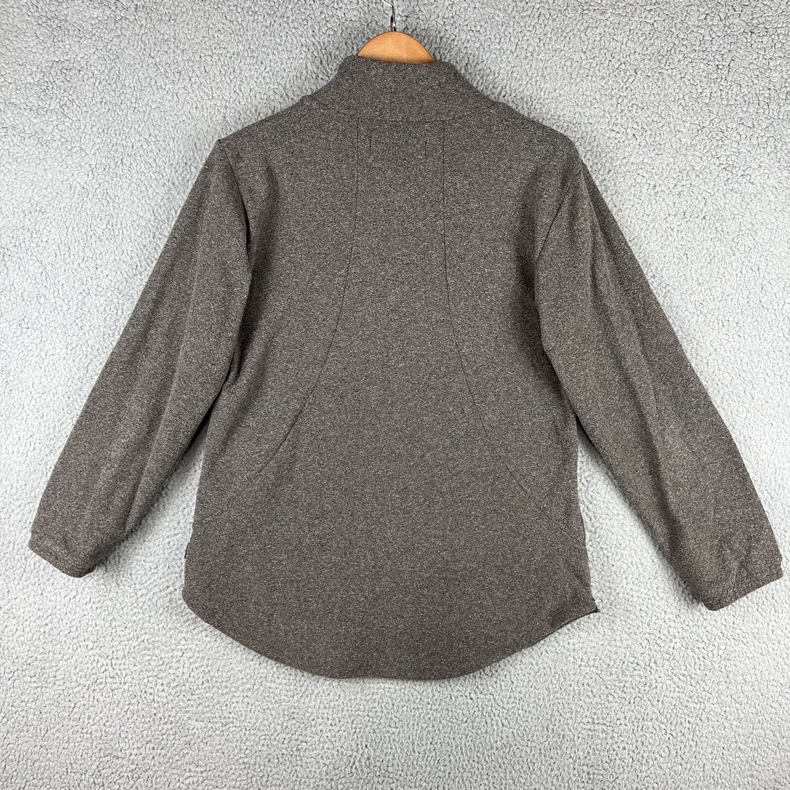 Deso Sweater Womens Large 1/2 Snap Pull Over Made In Usa Grey Brown California — image 7 of 8